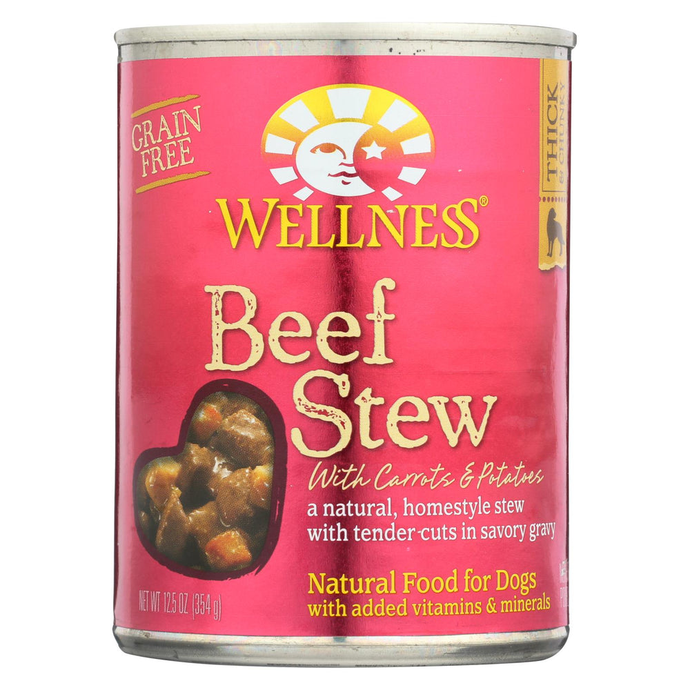 Wellness Pet Products Dog Food - Beef With Carrot And Potatoes - Case Of 12 - 12.5 Oz.