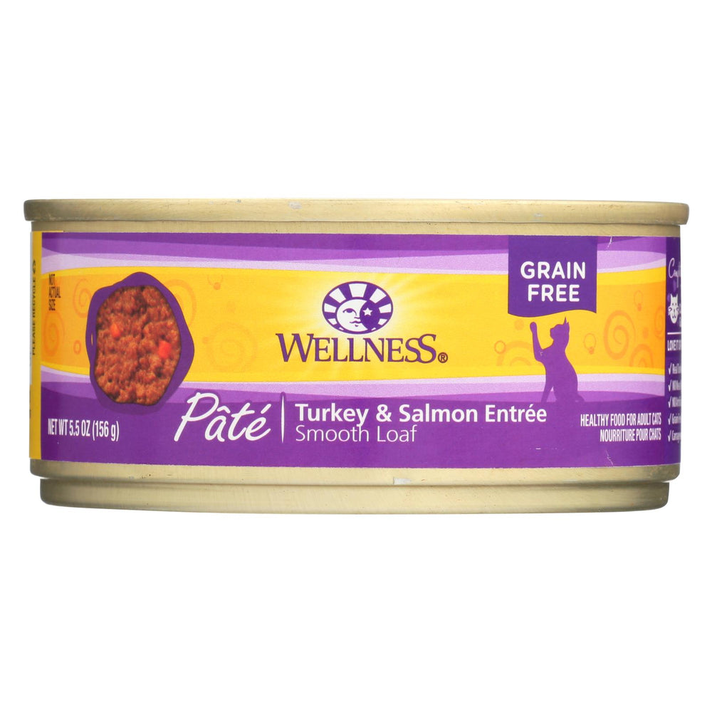 Wellness Pet Products Cat Food - Turkey And Salmon Recipe - Case Of 24 - 5.5 Oz.