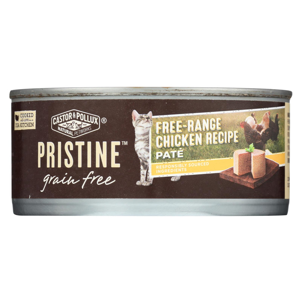 Castor And Pollux - Pristine Grain Free Wet Cat Food - Free-range Chicken Recipe - Case Of 24 - 5.5 Oz.